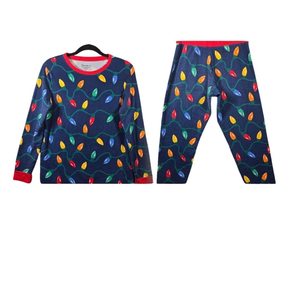Pajamagram Christmas Lights Pajama Top Womens Small Long Sleeve Blue Red